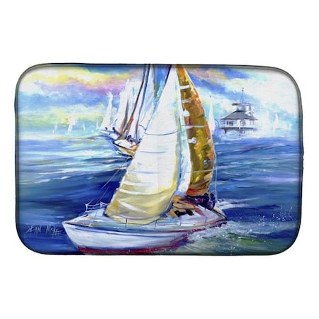 Carolines Treasures Carolines Treasures JMK1073DDM Rock My Boat Sailboats Dish Drying Mat JMK1073DDM